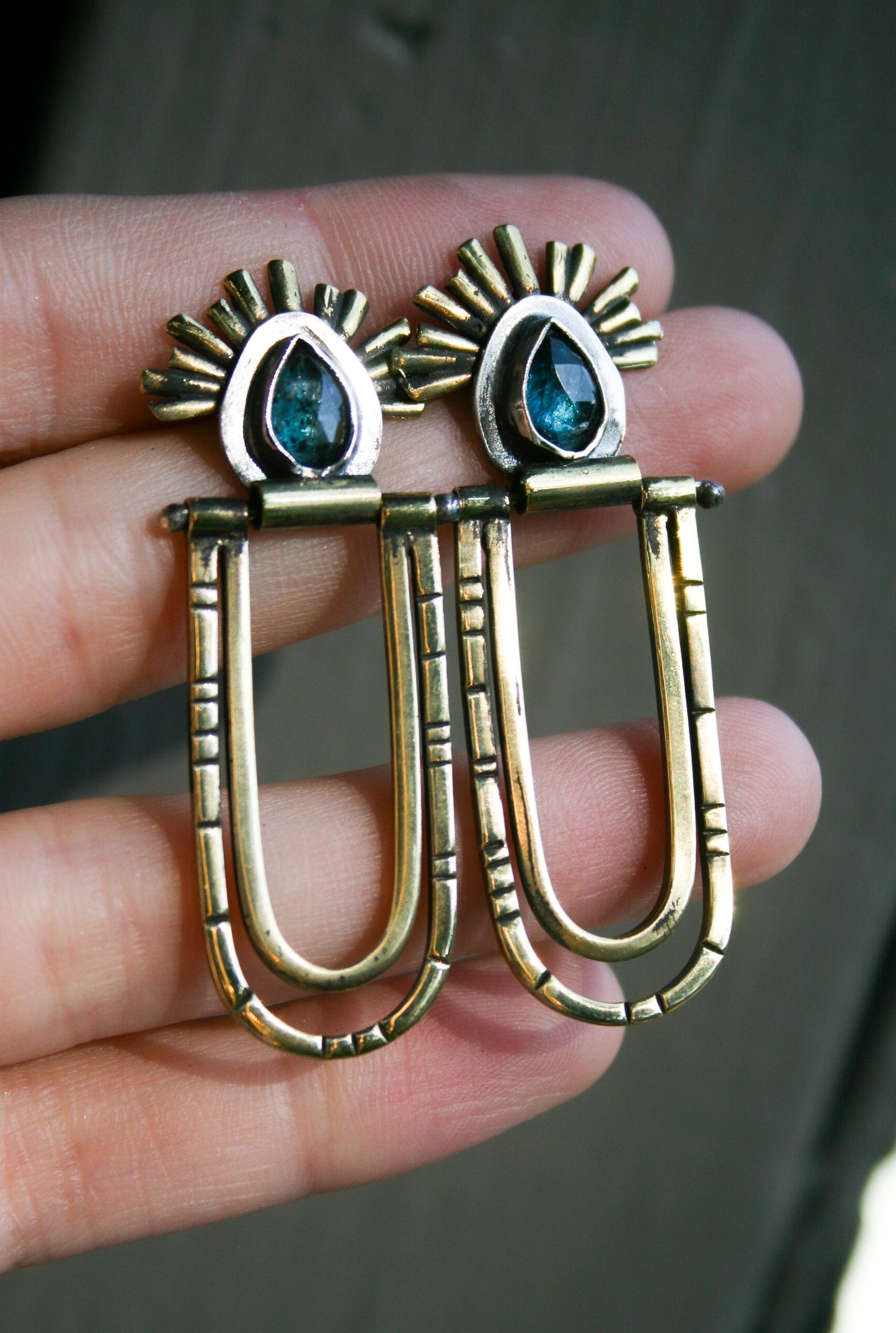 Blue Kyanite Orbit Earrings