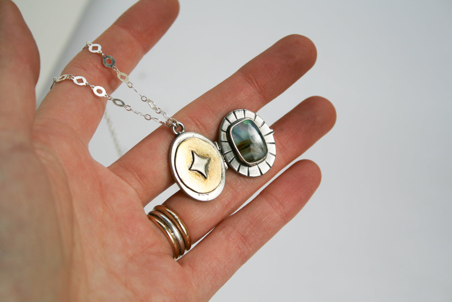 MT Agate + Abalone Locket