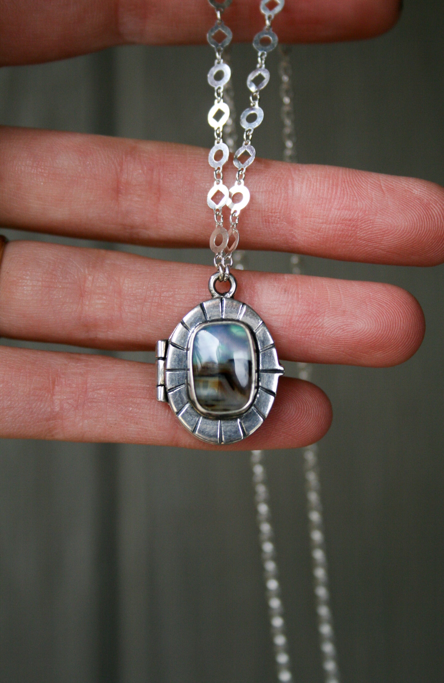 MT Agate + Abalone Locket