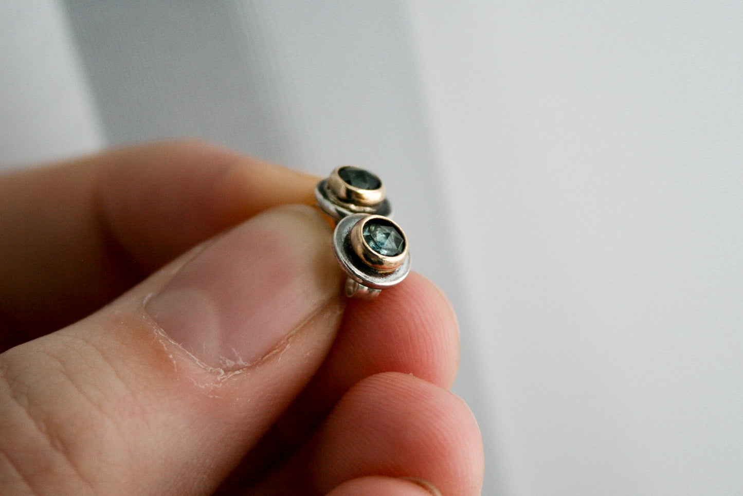 Mixed Metal MT Sapphire Studs (B) | Made-to-Order