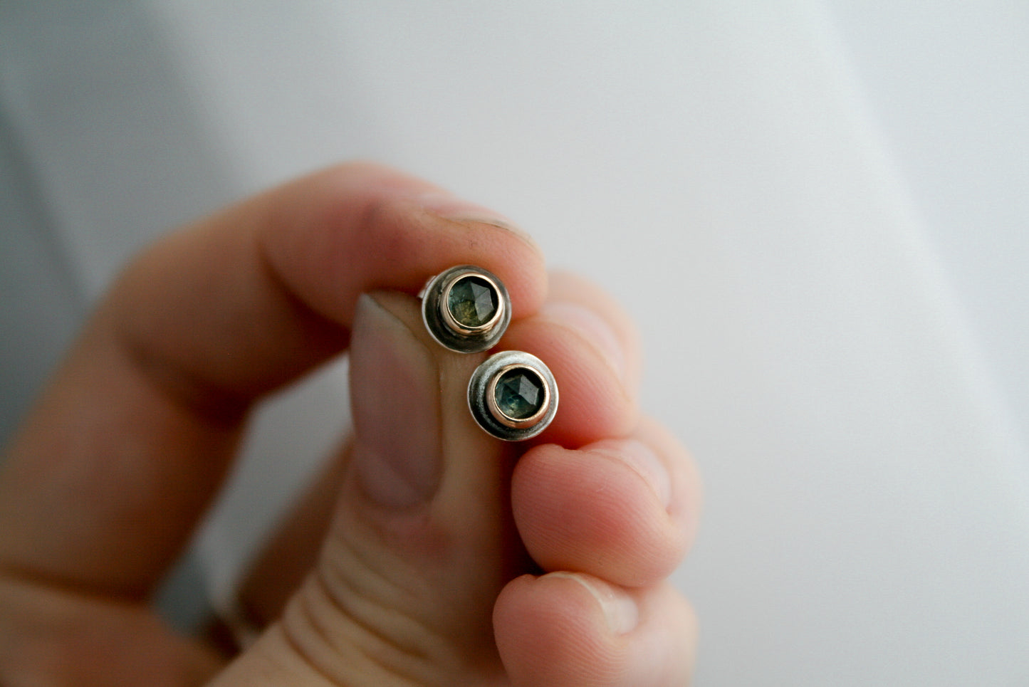 Mixed Metal MT Sapphire Studs (B) | Made-to-Order