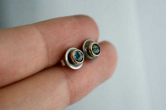 Mixed Metal MT Sapphire Studs (B) | Made-to-Order