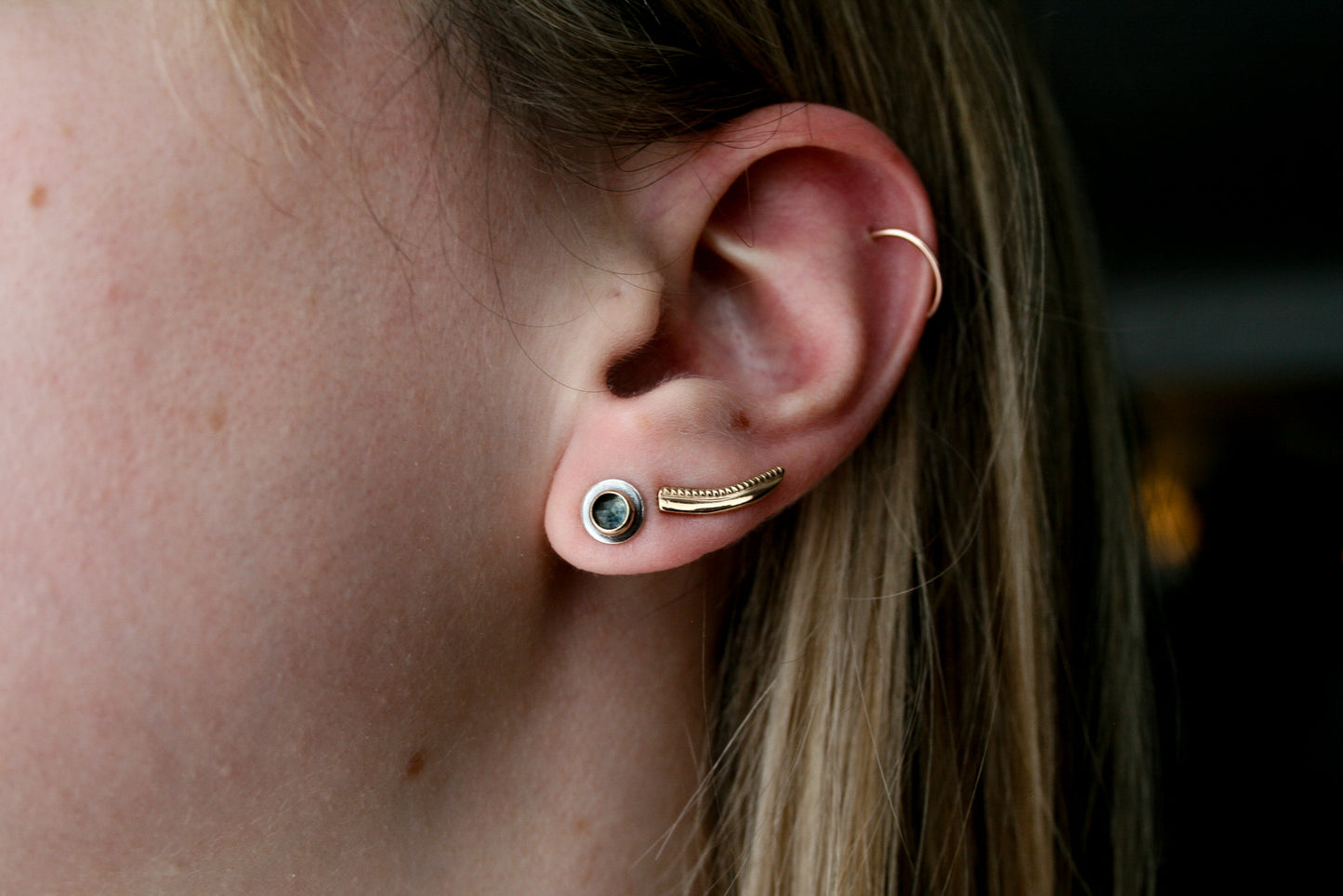 Mixed Metal MT Sapphire Studs (B) | Made-to-Order