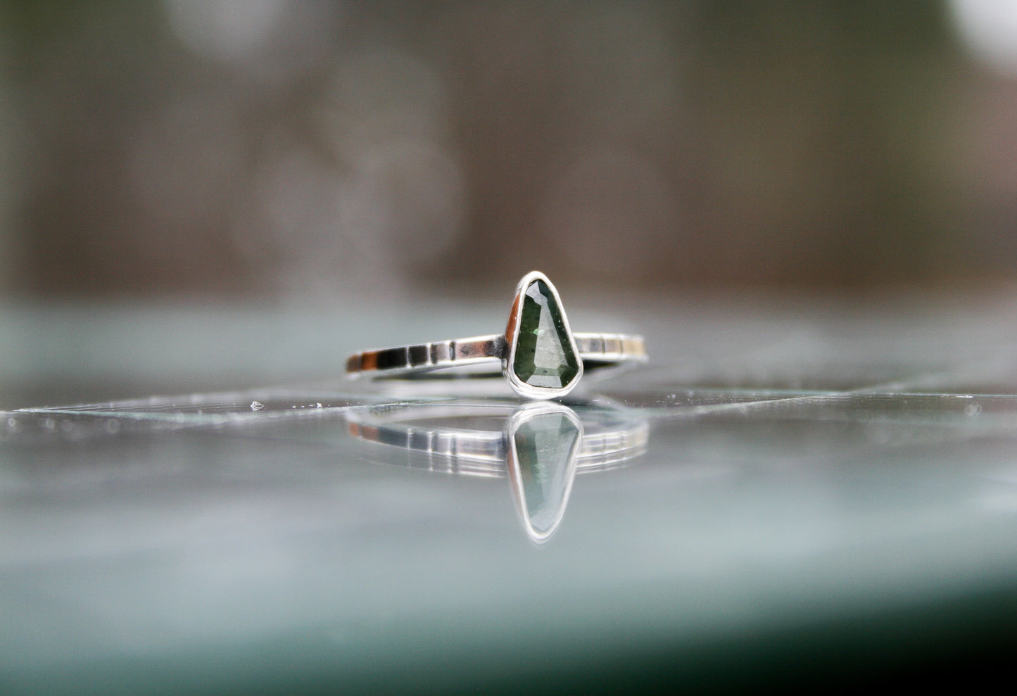 Size 7 1/2 | Dark Green Madagascar Sapphire Ring