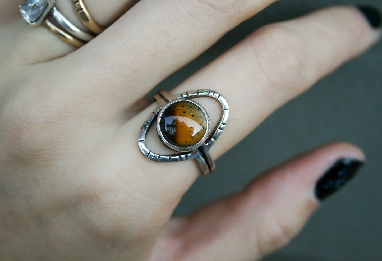 Size 9 3/4 | Montana Agate Orbit Ring A