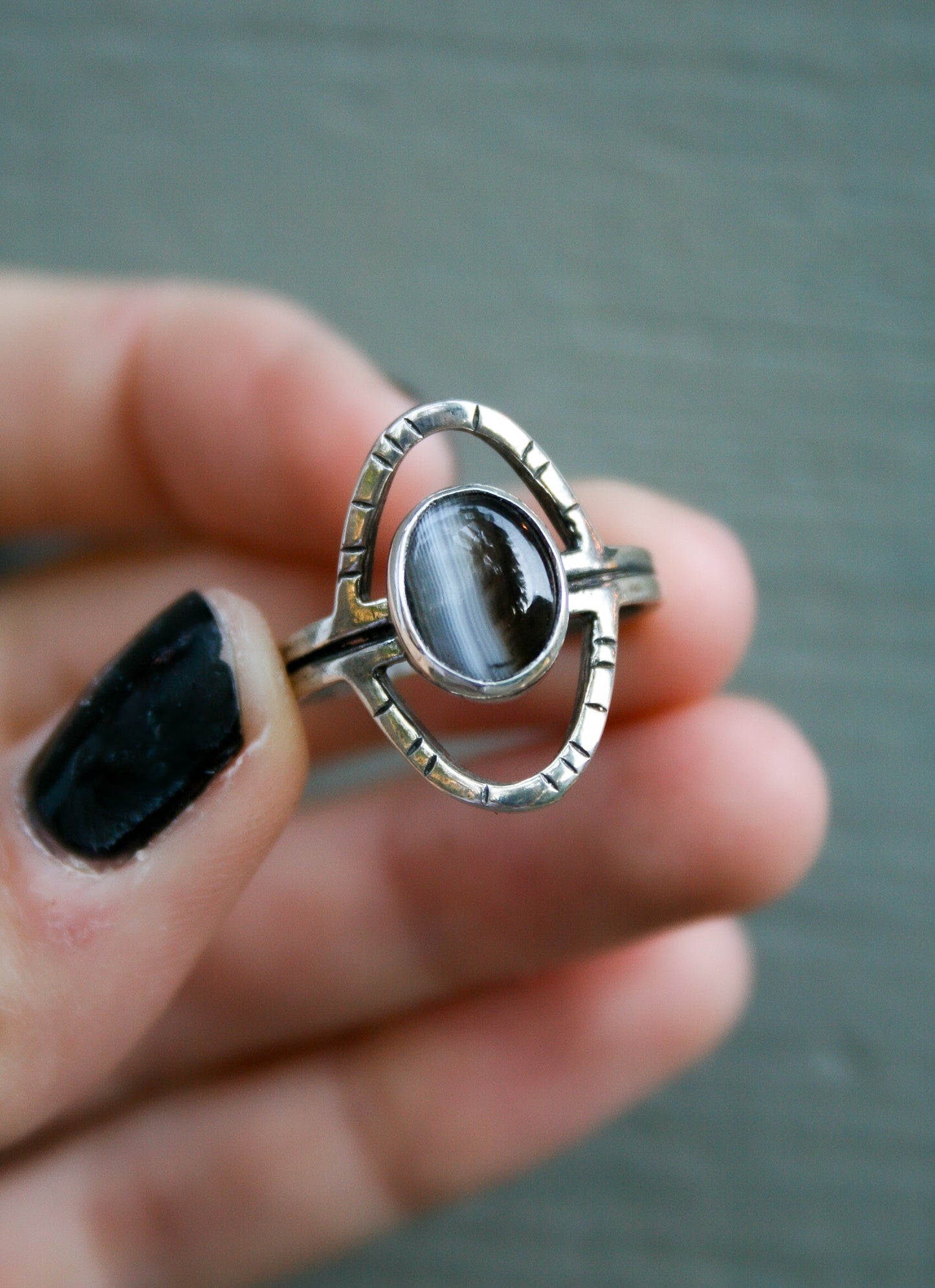 Size 8 1/2 | Montana Agate Orbit Ring B