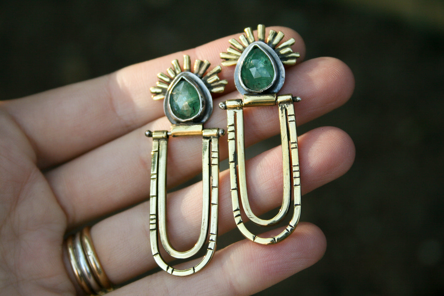 Green Kyanite Orbit Earrings