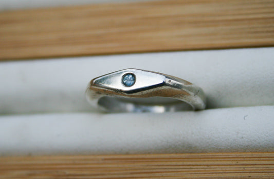 Size 5.5 | Geometric, Sand Casted MT Sapphire Ring