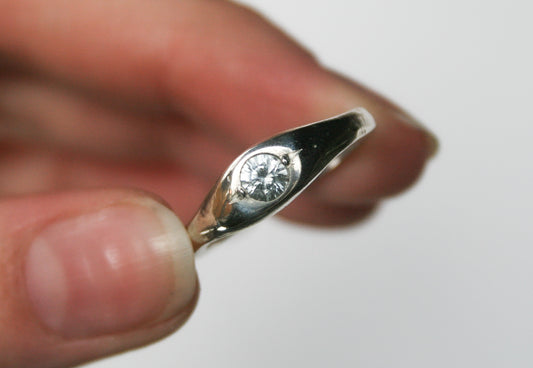 Size 6.5 | Sand Casted Ring, White Sapphire