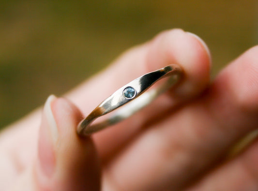 Size 11 | Thin Sand Casted Band, Montana Sapphire