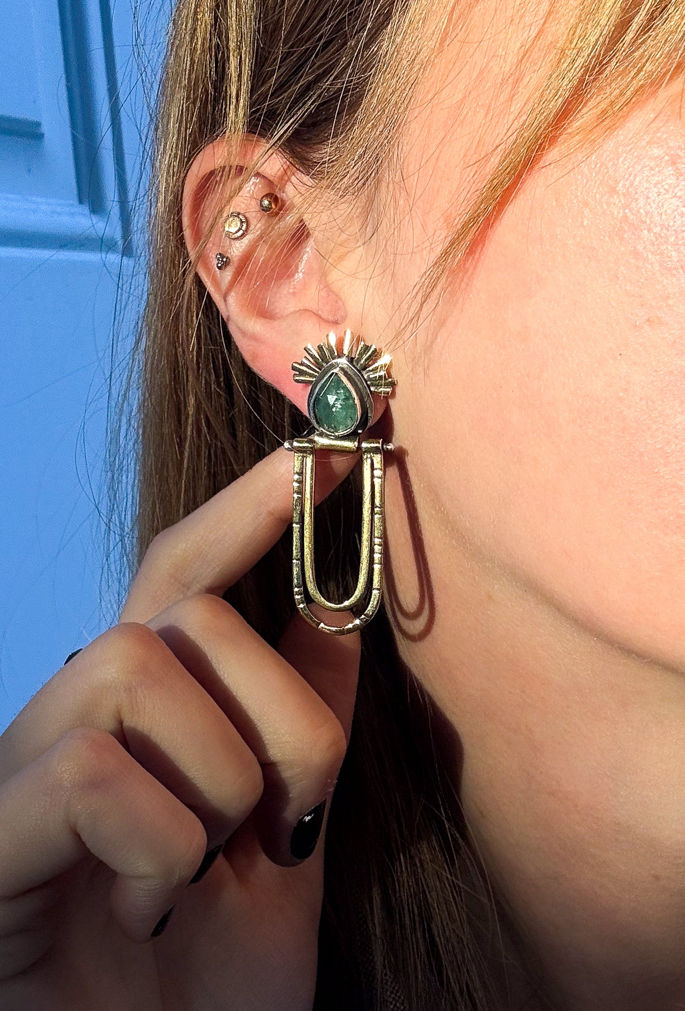 Green Kyanite Orbit Earrings