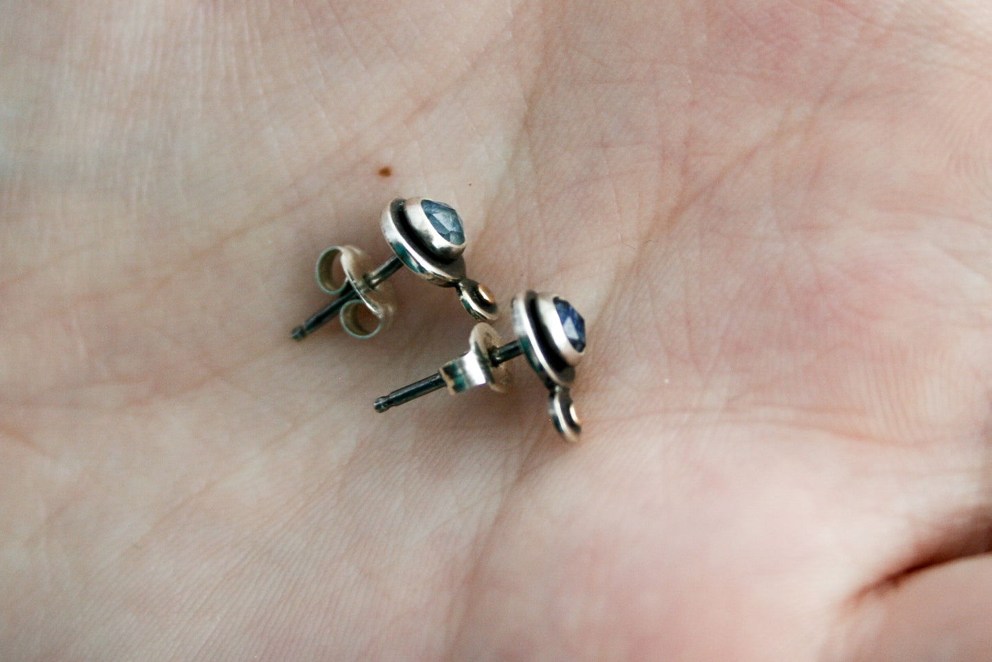 Mixed Metal MT Sapphire Studs (A) | Made-to-Order