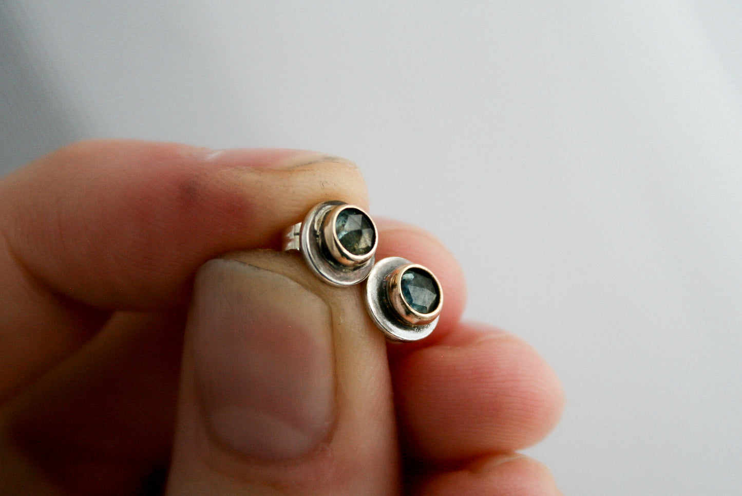 Mixed Metal MT Sapphire Studs (B) | Made-to-Order