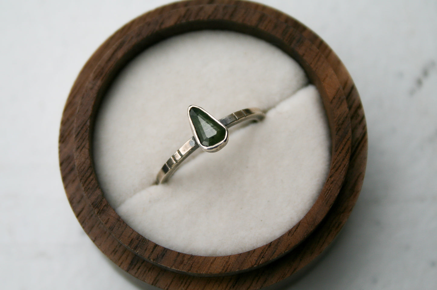 Size 7 1/2 | Dark Green Madagascar Sapphire Ring