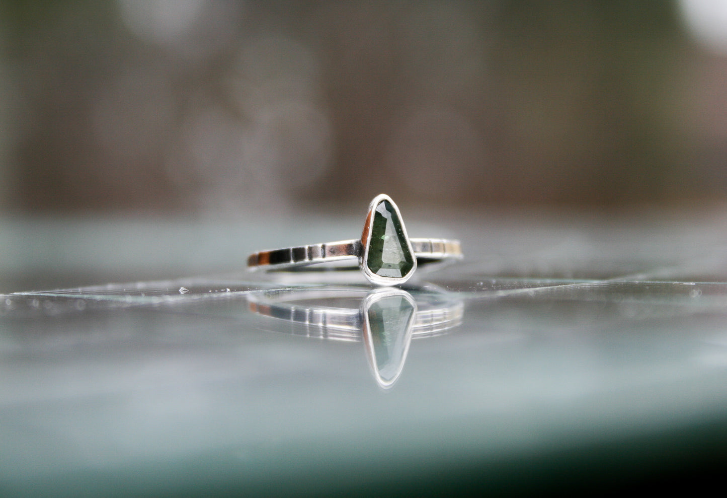 Size 7 1/2 | Dark Green Madagascar Sapphire Ring