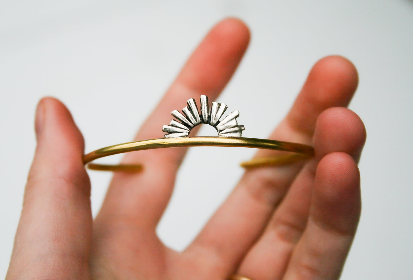 Mixed Metal Sunburst Cuff | Medium