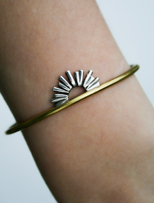 Mixed Metal Sunburst Cuff | Medium