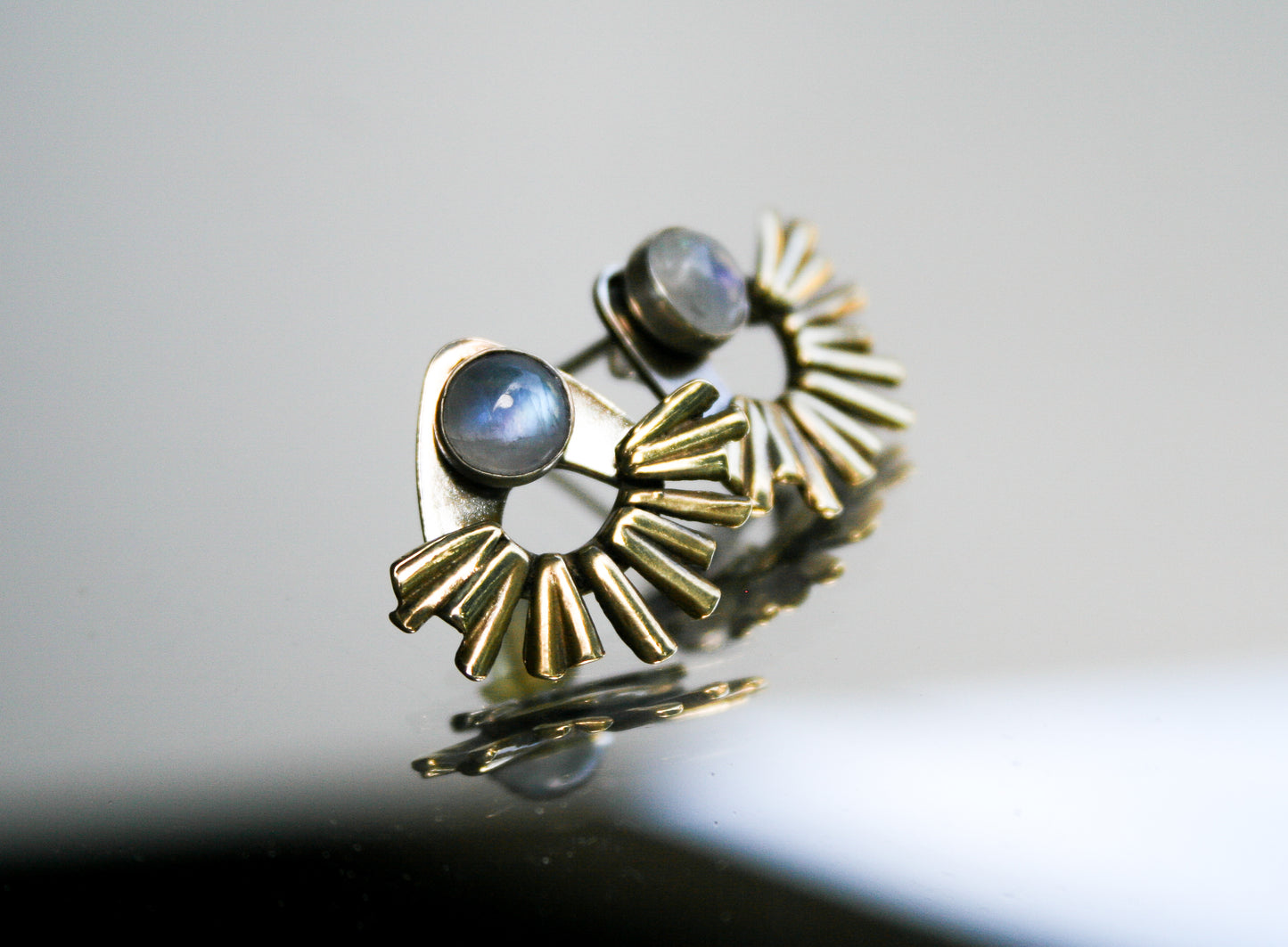 Moonstone Studs + Ear Jackets